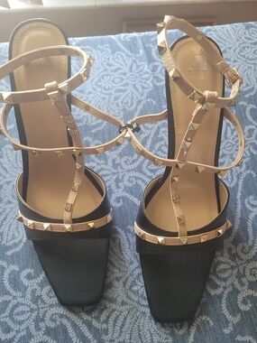 Studded Black & Gold Women's Strappy Sandals